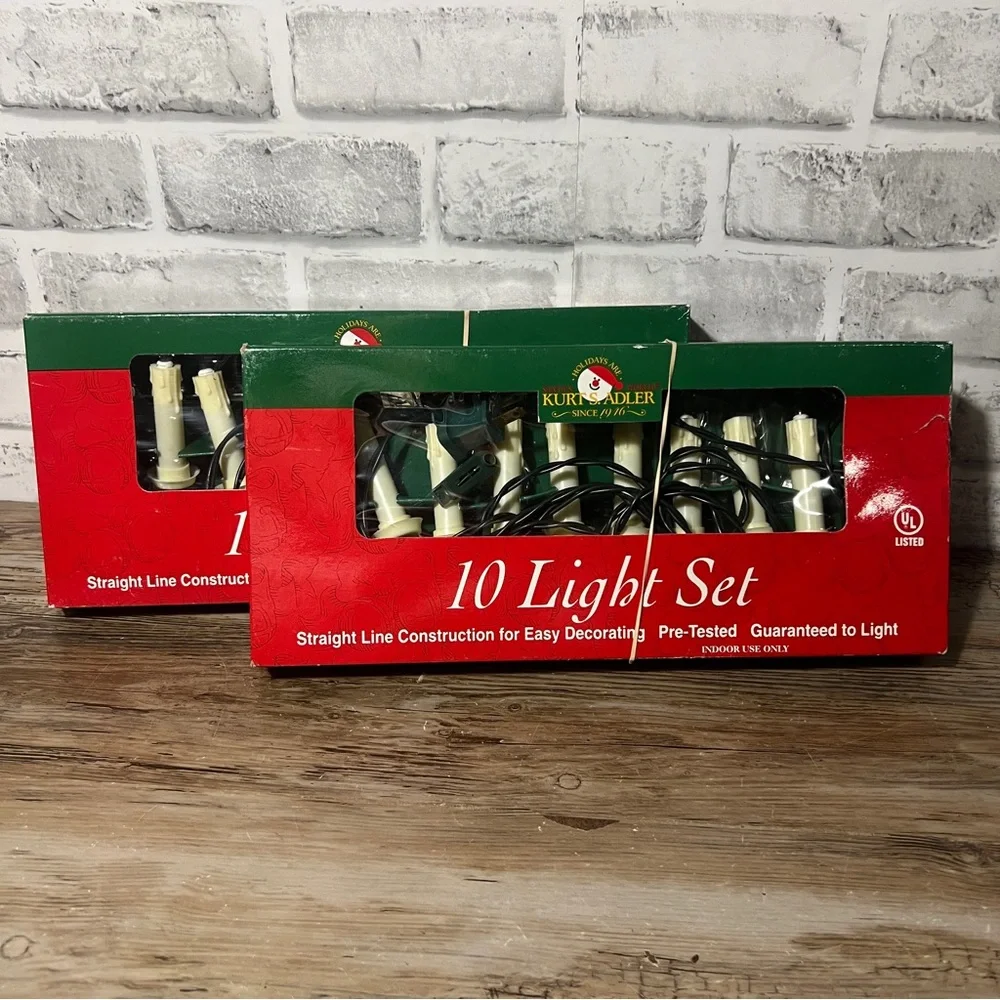 Vtg Kurt Adler Clip-On Candle Light String Set Christmas 2 Box Sets Of 10 Lights